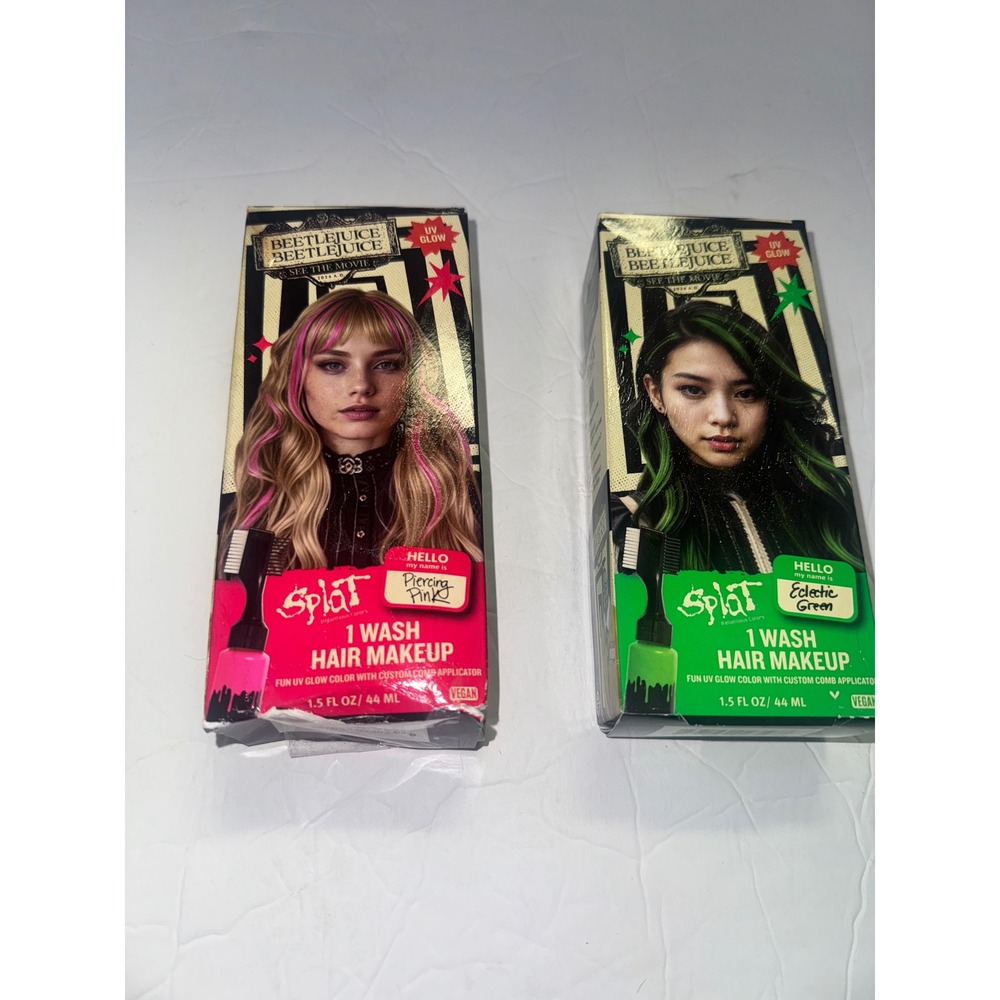 Splat Beetlejuice Hair Makeup 1 Wash Piercing Pink Eclectic Green 1.5oz